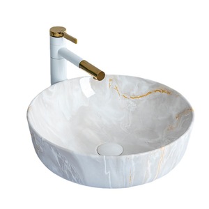 Lavabo da Appoggio in Ceramica con Foro Singolo, Lavandino da Bagno di Lusso Rotondo - Product Image 5