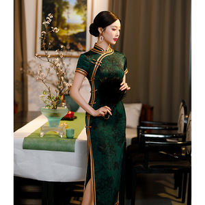 Modelo 318, Vestido Cheongsam Tradicional Chino Antiguo para Mujer, Ropa Larga para Primavera y Verano, Banquete, Uso Diario, Vestido Qipao para Madre - Product Image 2