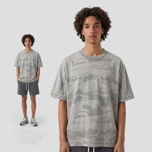 เสื้อยืดคอตตอนลายพรางแบบเบิร์นเอาท์พร้อมโลโก้สั่งทำ - คอกลม แขนสั้น ใส่ได้ทั้งชายและหญิง สไตล์สตรีทแวร์ลำลอง - Product Image 2