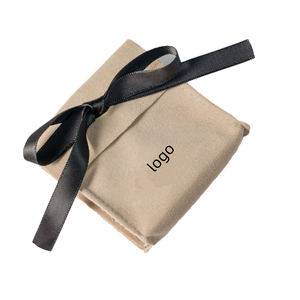 Luxury Custom Logo Printed Microfiber Jewelry Container Recyclable Ribbon <b>Envelope</b> Herringbone Dust Bag <b>Gift</b> Patch Microfiber - Product Image 3