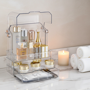 Organisateur de bureau moderne et luxueux, design classique, boîte de rangement transparente pour maquillage, boîte de rangement pour cosmétiques - Product Image 1