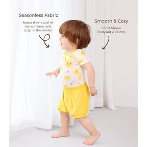 Conjunto de 2 Piezas para Bebé Niña, Body con Estampado de Sol y Pantalones Cortos, Top con Volantes, Viscosa de Bambú, 0-24 Meses - Product Image 4
