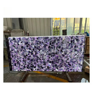 Losas de Piedra de Cuarzo Fluorita Púrpura Translúcida Retroiluminada Natural para Paneles de Pared/Encimeras/Suelos - Product Image 6