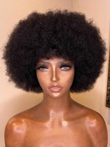 Perruque Lace Frontal wig naturelle bouclée, couleur 1B, populaire, à cuticule unique, cheveux humains, prix de gros - Product Image 2
