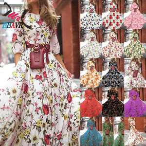 Sale Cheap Ladies Floral Print Long <b>Plus</b> <b>Size</b> Dresses Bohemian Causal Dress for Women - Product Image 2
