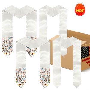 Estola de Graduación Blanca Satinada de 60/72 Pulgadas para Sublimación, para Jóvenes y Adultos, para Impresión DTF - Product Image 1