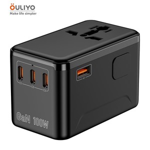 מתאם נסיעות GaN 100W עם יציאות USB C, תקעים אמריקאי, אירופאי ובריטי, שקע שולחני - Product Image 6
