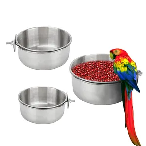 Mangkuk pemberi makan makanan hewan merpati burung kecil tempat minum gantung logam pengumpan Air burung untuk kandang