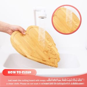 Wooden Heart Shaped <b>Tray</b> Bamboo Color Carved Love Design For Fruit Desserts Cheese Serving - Product Image 4
