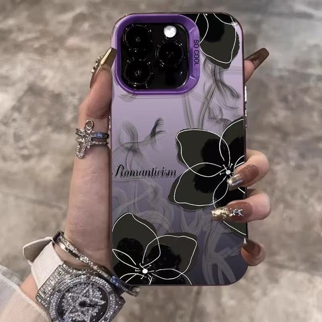 Beautiful Flower Printing PC Artificial Leather Mobile Phone Cover Case for Iphone 6 7 8 Xr Xs 11 12 13 14 15 16 Pro Max 17 Air