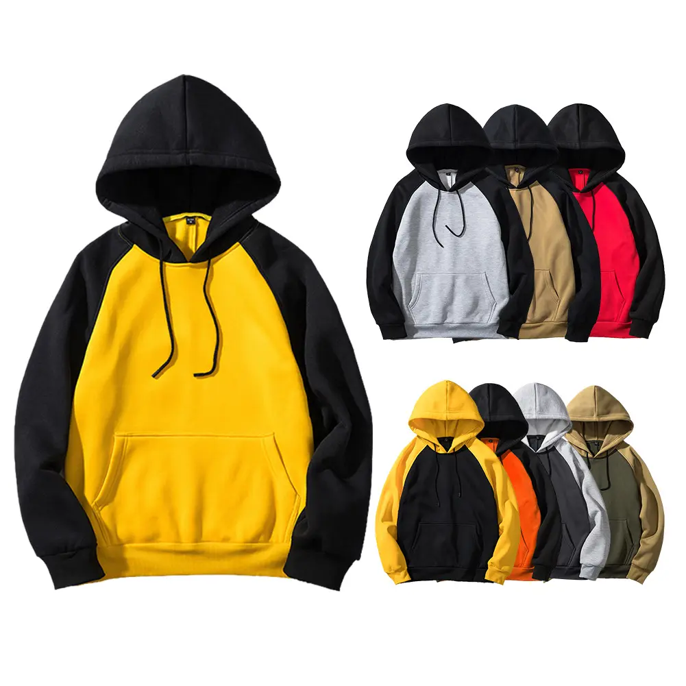 2023 Chất Lượng Hàng Đầu Áo Thun 2 Màu Sắc Tương Phản Hoodies Cho Nam Giới In Thêu Áo Tùy Chỉnh Hoodies Với Kangaroo Túi