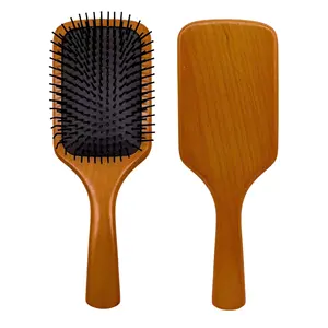 Wooden Long Handle Detangling Hair Brush Scalp Massage Anti-static Hair Brush