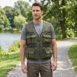 Wholesale Cheap Men Colorful Casual Photography Gilet Mesh Camera Multipocket <strong>Black</strong> <strong>Vest</strong> With Pockets Waistcoats - Product Image 5