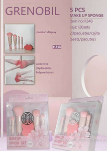 Set di pennelli per trucco, 5 pezzi, pelo sintetico, manico in plastica, ghiera rotonda per l'applicazione del trucco - Product Image 3
