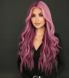 Perruque Lace Front en Cheveux Naturels Vietnamiens, Vente en Gros Usine, 28 Pouces, Longue Ondulée Violette pour Femmes - Product Image 1