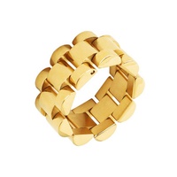 Punk Mode À La Mode Montre Ceinture Bague En Acier Inoxydable 18K Plaqué Or 10mm Bracelet Lien Chaîne Anneaux Bijoux Femmes Hommes