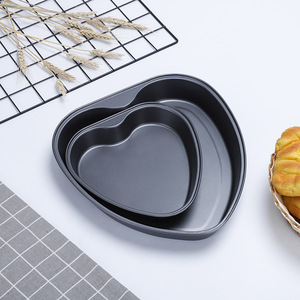 Heart Shaped Carbon Steel Cake <b>Mold</b> 2pcs Non Stick Coated Baking Pan For Cake Making - Product Image 3