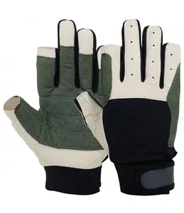 Guantes de navegación multiusos para hombre, manoplas acolchadas de medio dedo, ligeras y transpirables, cuerda de escalada, 3/4