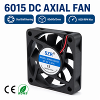 Ventilateurs axiaux DC en plastique à roulement à billes haute vitesse 60x60x15mm 5/12/24V SZR6015, ventilateurs de refroidissement d'air DC industriels étanches OEM/ODM