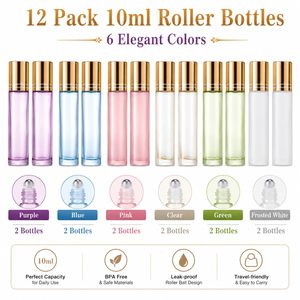 Portable Clear/Green/Amber/Blue Glass <b>Bottles</b> Aluminum Cap Stainless Steel Pump Sprayer 3ml <b>10ml</b> Roll <b>Bottle</b> Essential - Product Image 3