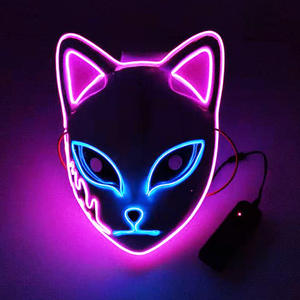 <span class=keywords><strong>Maschera</strong></span> di <span class=keywords><strong>Halloween</strong></span> LED Luminosa Spaventosa a Forma di Volpe Anime in PVC Multicolore per Feste e Spettacoli con Batterie Incluse per Adulti - Product Image 3