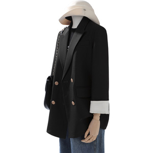 Women's Blazer Ankera Red Solid Color Polyester Worsted Anti-Wrinkle Loose Fit Spring Autumn Wear - Product Image 5