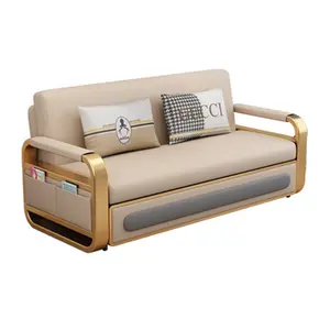 Nuovo stile tessuto King Size pieghevole soggiorno struttura in metallo appartamento mobili stoccaggio divano Cum letto moderno divano letto pieghevole