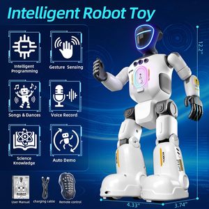 Robot jouet interactif pour enfants EPT avec détection gestuelle, enregistrement vocal, lecture, visages LED, musique, marche, danse et télécommande - Product Image 2