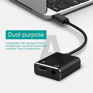 <span class=keywords><strong>2</strong></span> in 1 Type C เป็น Audio <span class=keywords><strong>แจ็</strong></span><span class=keywords><strong>ค</strong></span>หูฟัง<span class=keywords><strong>3.5</strong></span>มม. & USB C อะแดปเตอร์ไมโครโฟนตัวเมียสายชาร์จฟังการโทรแยกเสียง - Product Image 2