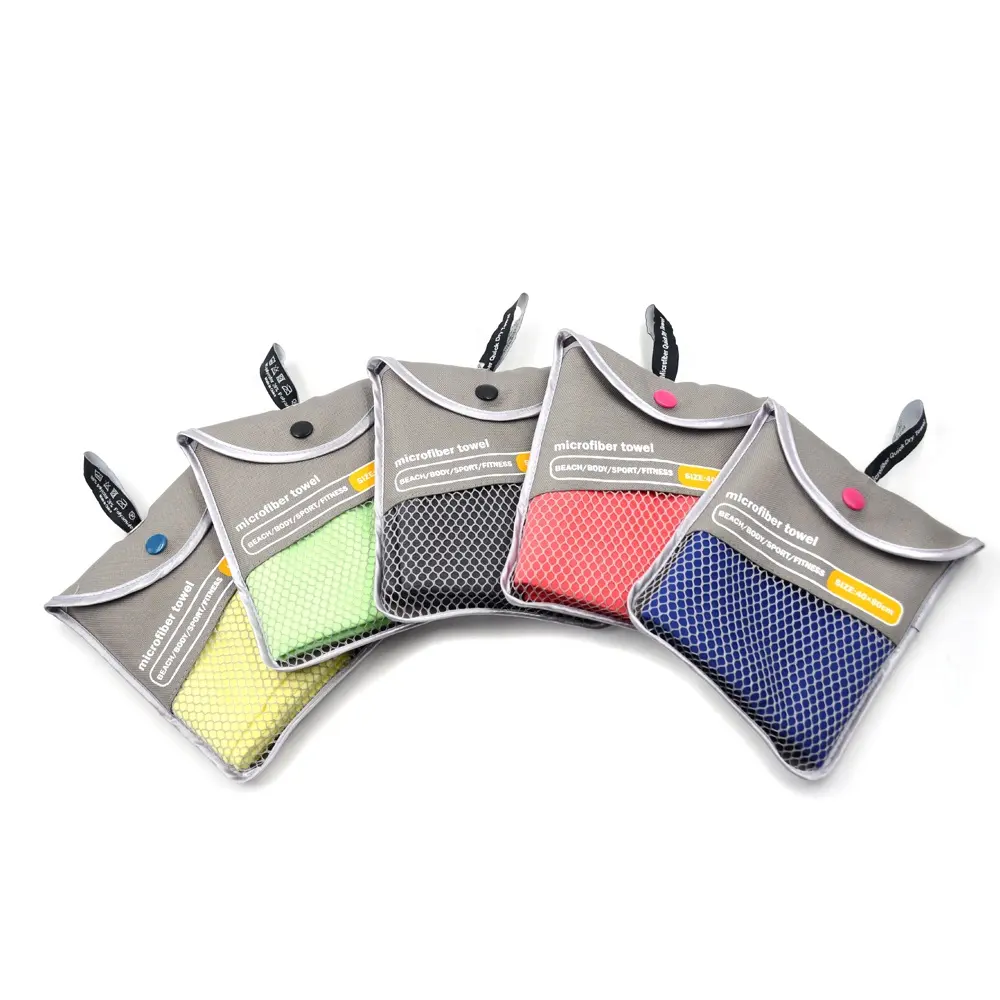 अल्ट्रा कॉम्पैक्ट शोषक Microfibre जिम तौलिया 40x80cm लोकप्रिय उपहार तौलिया सेट पैकिंग खेल अनुकूलित वर्ग बुना हुआ GRS BSCI
