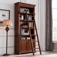 Bibliothèque de luxe personnalisée pour toute la maison Mobilier classique de bureau et de bibliothèque avec échelle en chêne pour salle d'étude