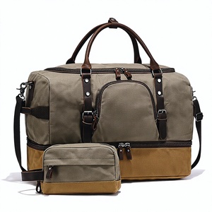 Nerlion Durable Casual Weekender Overnight Travel <b>Duffel</b> <b>Bag</b> for Men Shoe Compartment Canvas Material Zipper Closure Green - Product Image 2
