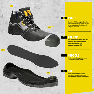 Chaussures <span class=keywords><strong>de</strong></span> Sécurité Personnalisables en Cuir Véritable Anti-Perforation et Anti-Écrasement Résistantes à l'Usure pour Hommes - Product Image 2
