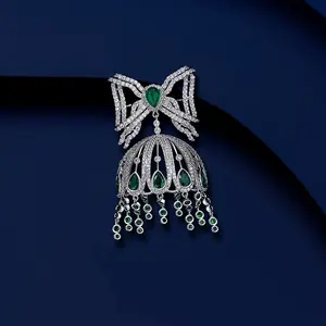 SUYU Green Bow Tassel Brooch Women's Luxurious And Exquisite Palace Classical And Fashionable Brooch