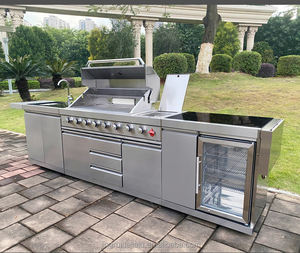 外部Cocina模块化De Acero Para，Con Ladrillos Y Barbacoa，Juego De Cocina De Madera Para Exteriores - Product Image 3