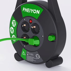 Pheiyon CE GS Compact 10M H05VV-F CEE Boîtier de câblage 4 prises Schuko 16A 250V avec disjoncteur thermique IP20 Enrouleur de câble domestique DIY ODM OEM - Product Image 3