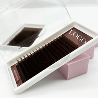 Extensions de cils individuels couleur marron 0.03, fournisseur de cils marron, cils colorés, extensions de cils simples marron personnalisées 05/07