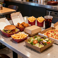 Boîte à repas jetable écologique en papier, fabriquée par une usine OEM, pour les restaurants de restauration rapide, les hamburgers, les pizzas, les frites, les plats à emporter