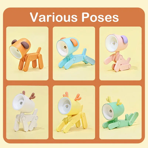 Lampu malam LED Mini Modern lampu meja ABS rusa anjing untuk Pelindung mata dioperasikan baterai putih hangat untuk membaca asrama rumah - Product Image 3