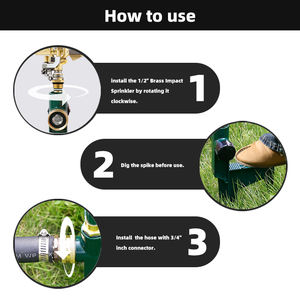 Arroseur rotatif en laiton 360 base de pointe en aluminium vert 1 ensemble pour pelouse - Product Image 2