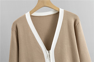 2026 नई महिलाओं ने 3 टुकड़े सेट किया जिप कार्डिगन कैमसोइल टॉप चौड़े पैर पैंट - Product Image 6