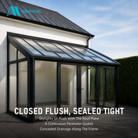 Véranda en alliage d'aluminium avec toit mono-pente, porte battante et verre trempé feuilleté pour terrasse et jardin