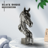 Statue d'animal en métal personnalisée, tête de cheval en alliage, finition en étain antique, cheval roi, récompense
