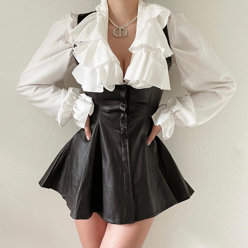 Women's Leather Pleated Mini Dress with Adjustable Straps Metal Buckle Pinafore Skirt and Sleeveless Eco-Friendly and Washable| Alibaba.com Women's Leather Pleated Mini Dress with Adjustable Straps Metal Buckle Pinafore Skirt and Sleeveless Eco-Friendly and Washable| Alibaba.com