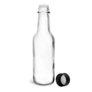 À vendre 50ml 3oz 5oz 8oz 10oz Bouteille en plastique ronde avec couvercle pour sauce tomate Bouteille en verre transparente pour sauce piquante piment - Product Image 2