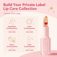 Baume à lèvres hydratant et réparateur végétalien à marque privée, imperméable, changeant de couleur, effet gelée florale, naturel, biologique, aux fruits, personnalisable