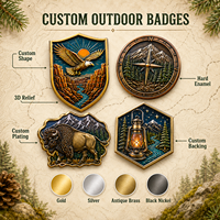 Pins de revers en métal Aventure Parc National Aigle Bison Montagne Boussole Lanterne Badge Souvenir Forme Irrégulière Plaqué Or