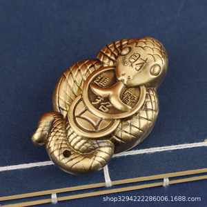 Maniglie, pendenti, ganci in ottone Dingtong Senshe, artigianato <span class=keywords><strong>serpente</strong></span> dorato della prosperità, corda non verniciata, all'ingrosso, ornamento - Product Image 5