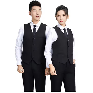 Chaleco Unisex con Botones para Camarera, Empleado <span class=keywords><strong>de</strong></span> Supermercado, Personal <span class=keywords><strong>de</strong></span> Hotel, <span class=keywords><strong>Traje</strong></span> <span class=keywords><strong>Formal</strong></span> <span class=keywords><strong>de</strong></span> Trabajo, Chaleco con Logotipo Personalizado al por Mayor, Ropa <span class=keywords><strong>de</strong></span> Abrigo <span class=keywords><strong>de</strong></span> Otoño - Product Image 1