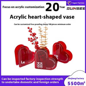 <span class=keywords><strong>Vaso</strong></span> di fiori in acrilico <span class=keywords><strong>a</strong></span> forma di <span class=keywords><strong>cuore</strong></span> rosso personalizzato per regalo di nozze e decorazioni da tavolo Chic per l'accento del tavolino - Product Image 2